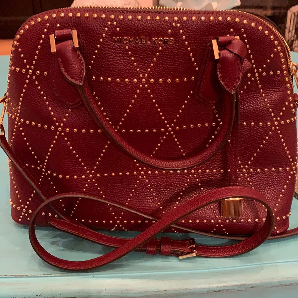 Michael Kors Merlot large Dome Leather Satchel